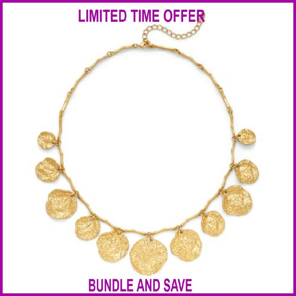 Gold Chunky Statement Necklace Adjustable Chain P… - image 2
